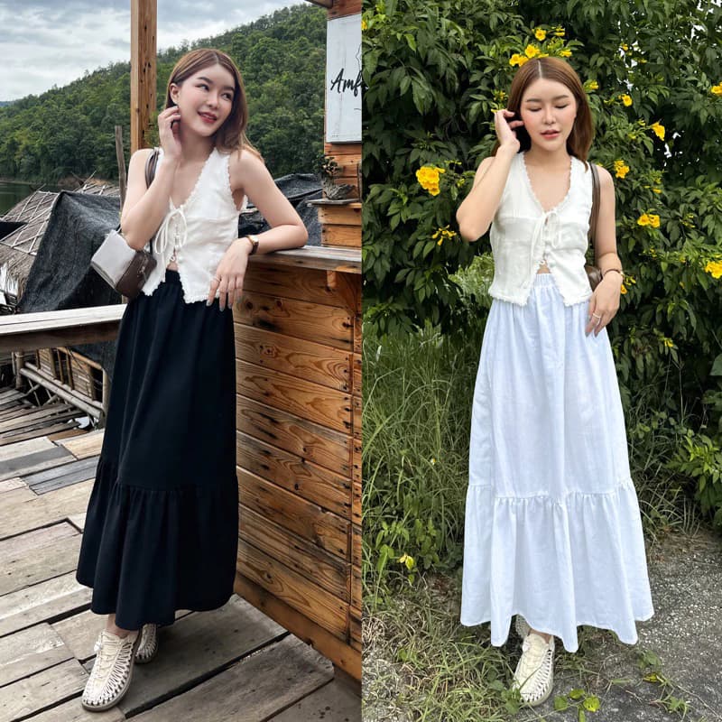 ดีไซน์และซิลูเอต Pumpkin skirt กระโปรงเลเยอร์ 
