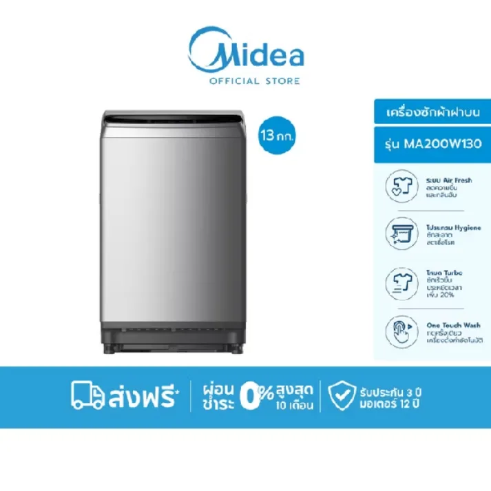 Midea เครื่องซักผ้าฝาหน้า Inverter ความจุ 9 กก. รุ่น MF200-W90B ระบบ HealthGuard